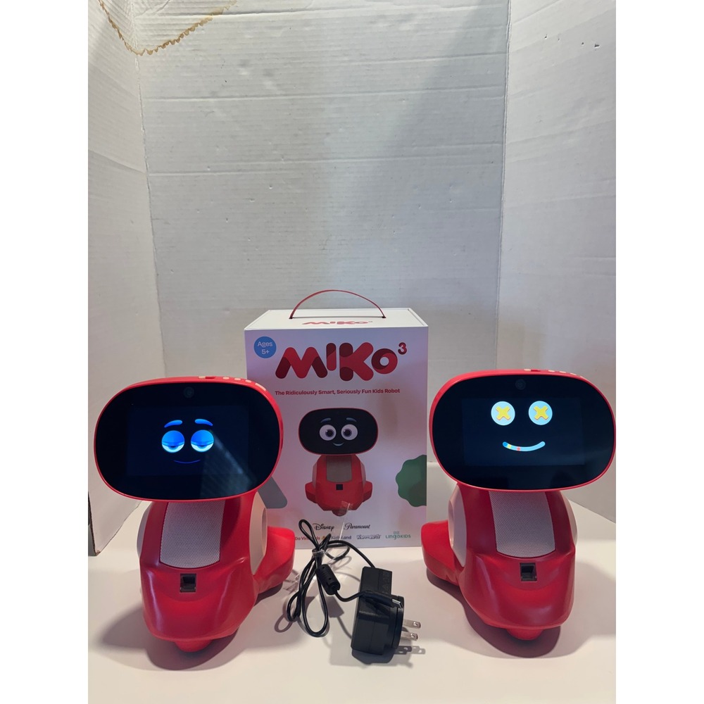 Lot of 2-Miko‎ 3 Smart Robot AI Interactive Learning STEM Toy Red Ages 5+